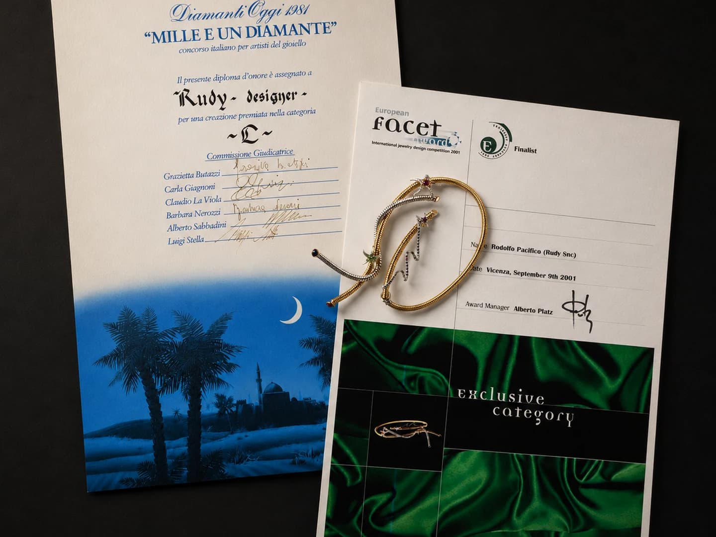 Awards and recognitions received by Rodolfo Pacifico for RUDY creations